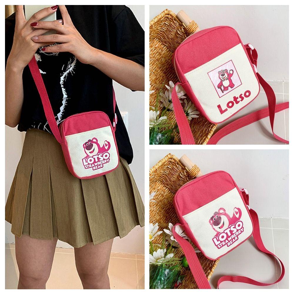 Dalton Túi canvas Đeo Chéo Đựng Đồ Trang Điểm Đa Năng Hình Gấu Dâu Tây Xinh Xắn