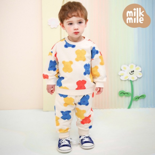 Bộ nỉ Milk gấu sắc màu mcquse25 bé trai