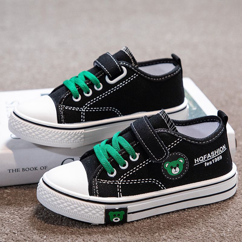 Giày Vải canvas Đế Mềm Chống Bẩn Màu Đen Thời Trang Mùa Thu 2023 Cho Bé Trai Và Gái