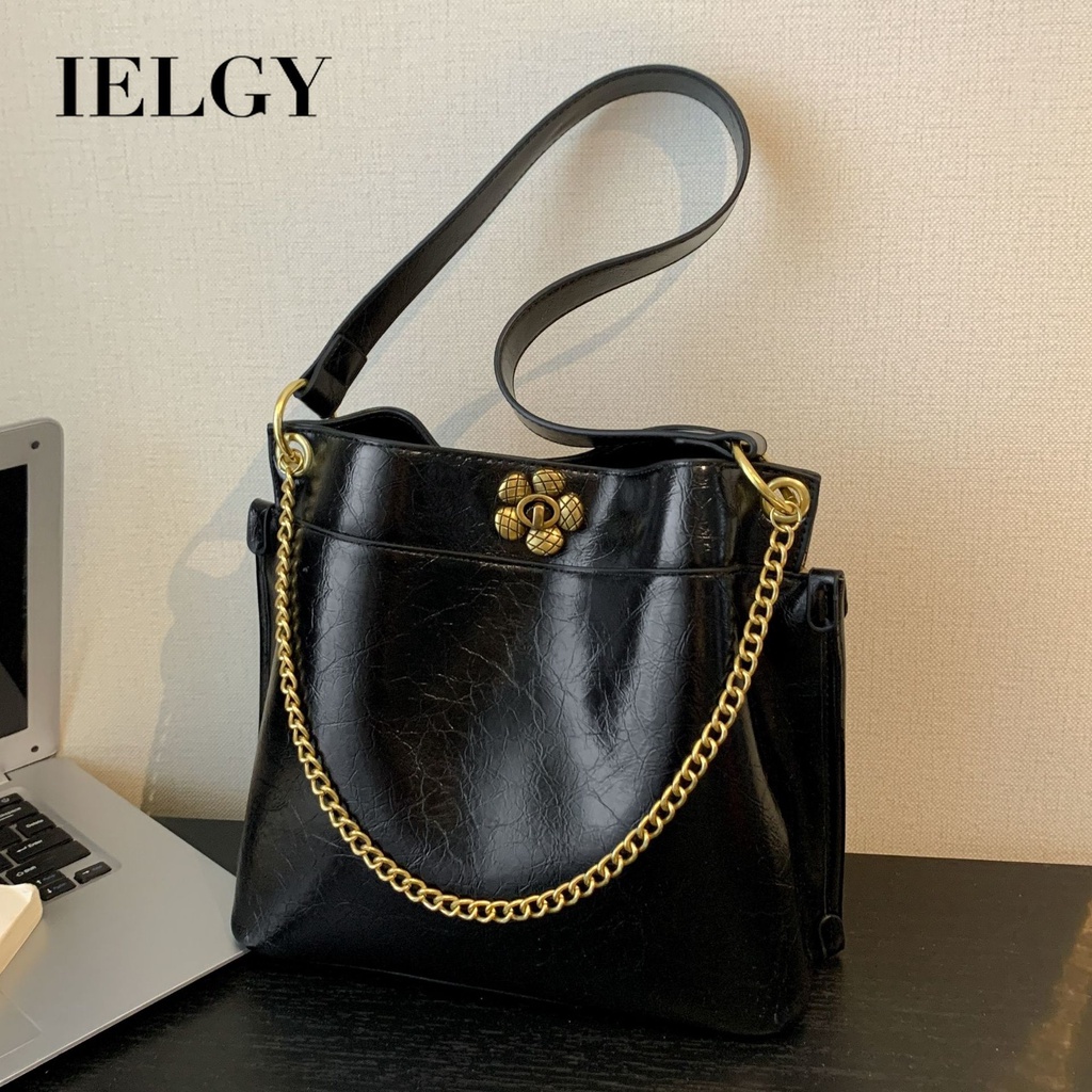 Ielgy Túi Đeo Vai Cỡ Lớn Màu Đen Thời Trang Cho Nữ