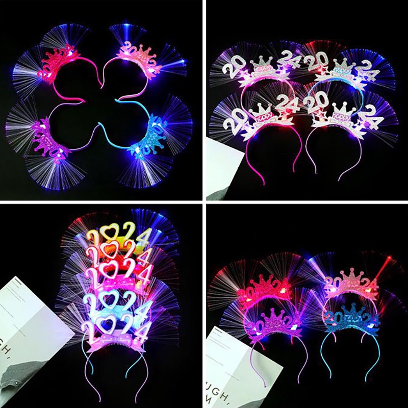 Băng Đô Sợi fiber Phát Sáng Hình Vương Miện Mừng Năm Mới Cho Bé