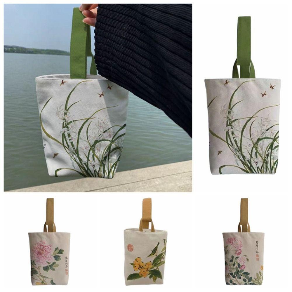 Lưng2 Túi Xách Vải canvas In Họa Tiết Hoa / Chim Phong Cách Trung Quốc