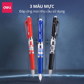 Bút Gel Bấm Bút Bi Nước Deli Phù Hợp Viết Sổ Calligraphy Ngòi 0.5mm Mực Nhanh Khô Văn Phòng Học Sinh Xanh Đỏ 33388s