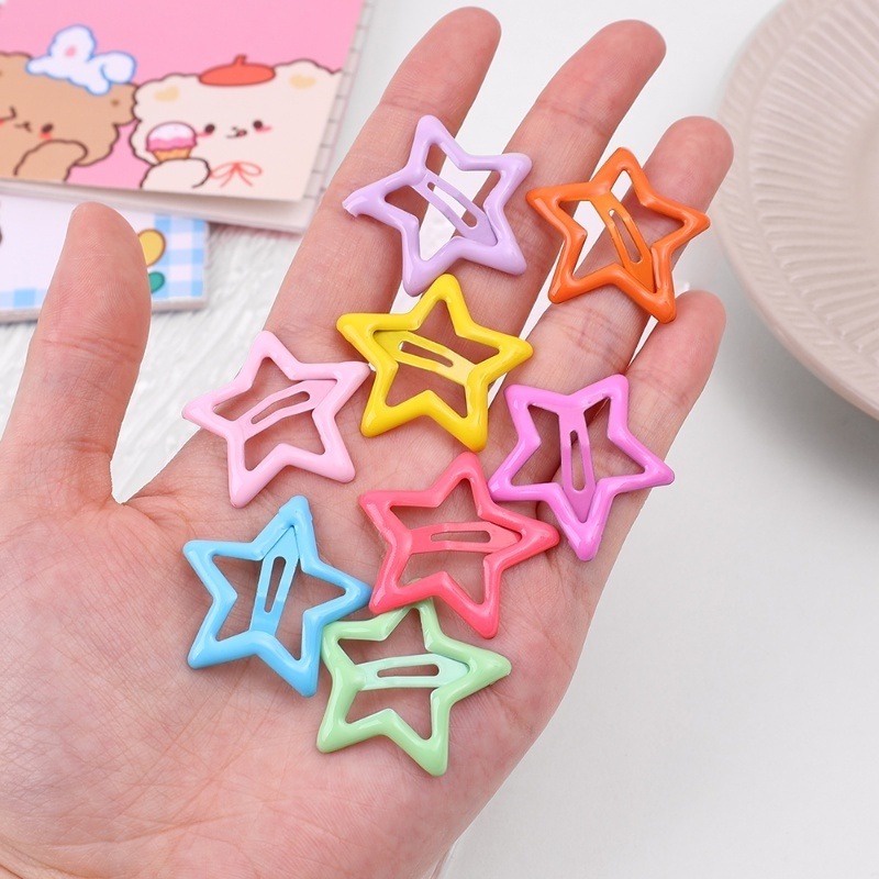 Set 10 / 30 / 50 Kẹp Tóc Hình Ngôi Sao Nhiều Màu Sắc Dễ Thương Cho Nữ y2k