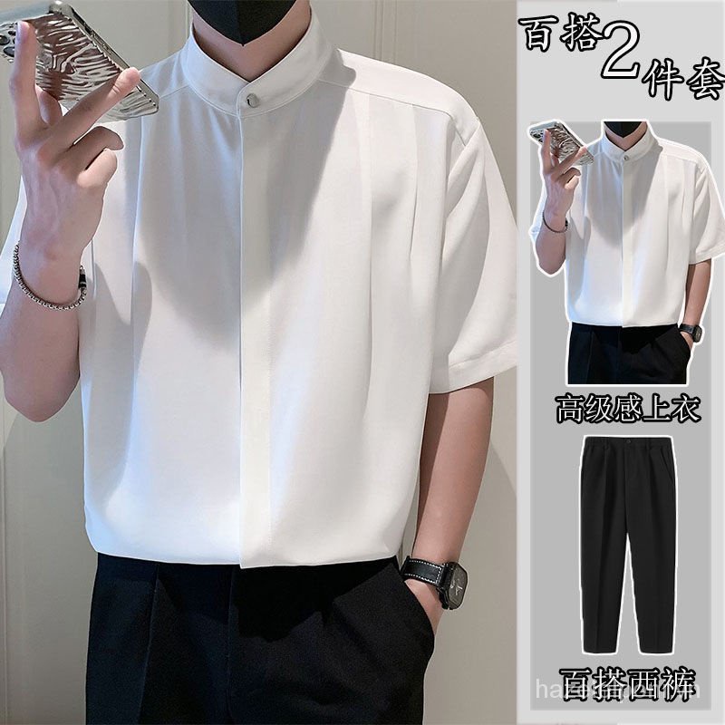 Áo Khoác Vest Tay Ngắn Cổ Đứng Thời Trang Công Sở Cho Nam