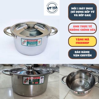  Nồi inox đẹp nồi nấu canh nắp inox Tithafac sử dụng được bếp từ đủ size  16-32cm  nồi inox dùng được bếp từ bếp gas 