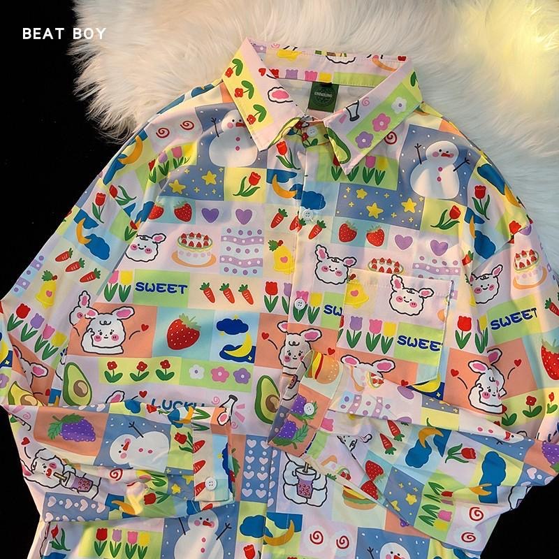 A lion cub Áo Sơ Mi Ngắn Tay Dáng Rộng In Hình tom & jerry Trẻ Trung Thời Trang Mùa Hè Cho Nam Và Nữ