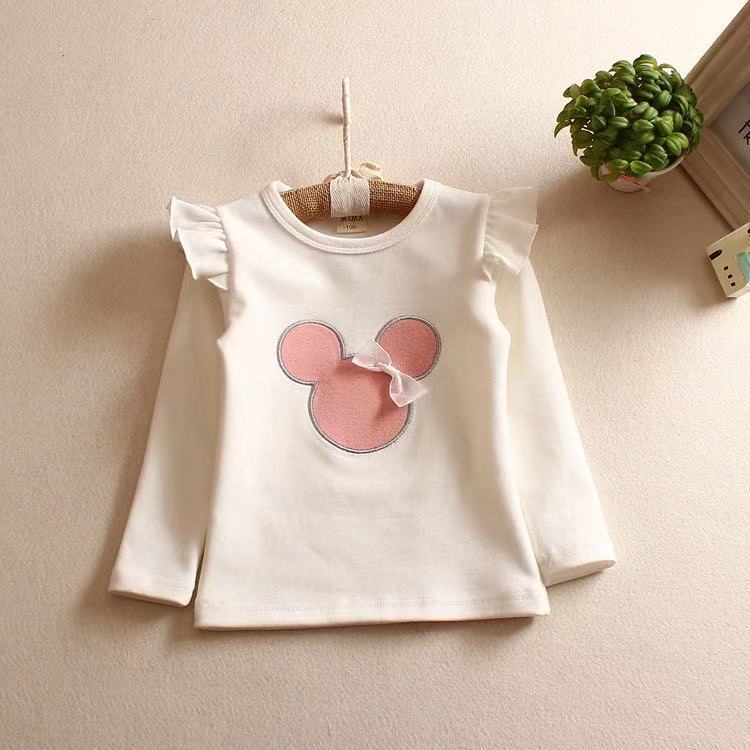Áo Thun cotton Mềm Mại Tay Dài Thêu Họa Tiết Thời Trang Xuân Thu Cho Bé Gái