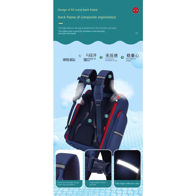 Disney Ba Lô Đi Học Họa Tiết captain america Dành Cho Bé Lớp 1-3 - 6-5