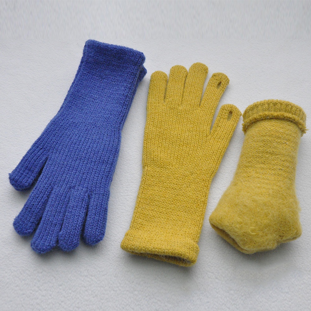 Găng Tay Dày Năm Ngón Giữ Ấm Mùa Đông Màu Sắc Kẹo Ngọt