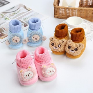 Giày bốt đệm cotton lót lông mềm mại thời trang dễ thương cho bé sơ sinh