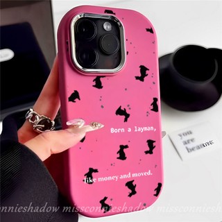 Ốp Điện Thoại tpu Mạ Kim Loại Hình Thỏ Màu Hồng / Đen Cho iphone 15 13 7 8 plus 11 14 xr 7plus 11 12 pro max 15 13 xs max x