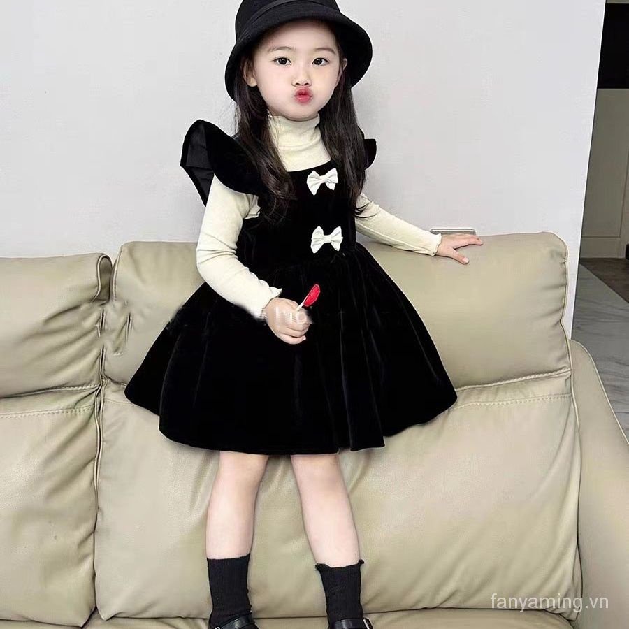 Đầm Nhung Công Chúa Phong Cách Hàn Quốc Thời Trang Thu Đông Hàng Mới 2023 Dành Cho Bé Gái