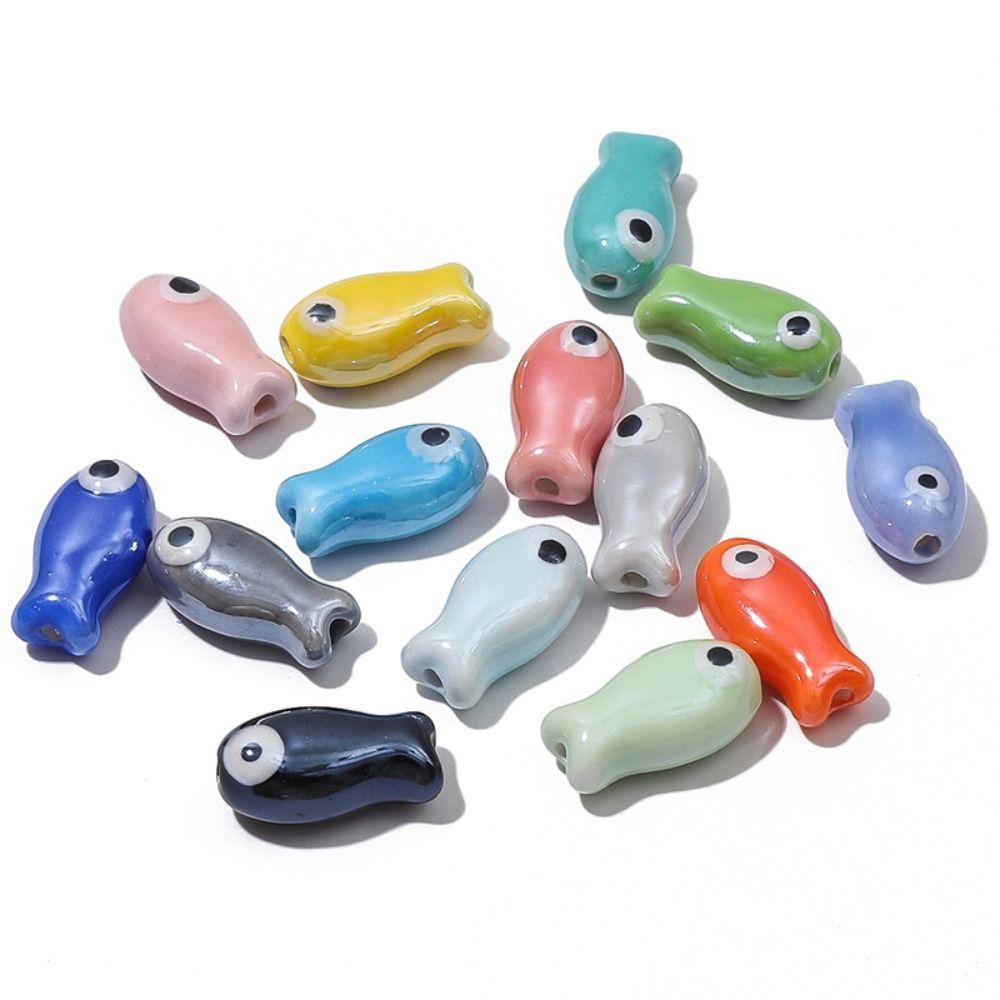 Bộ 10 Hạt Gốm Sứ Hình Cá Hoạt Hình 3d Dùng Làm Trang Sức Thời Trang