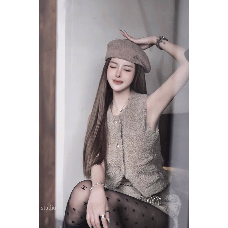 Set áo gile len lông cừu