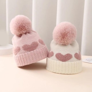 Mũ len beanie đính trái tim dễ thương cho bé