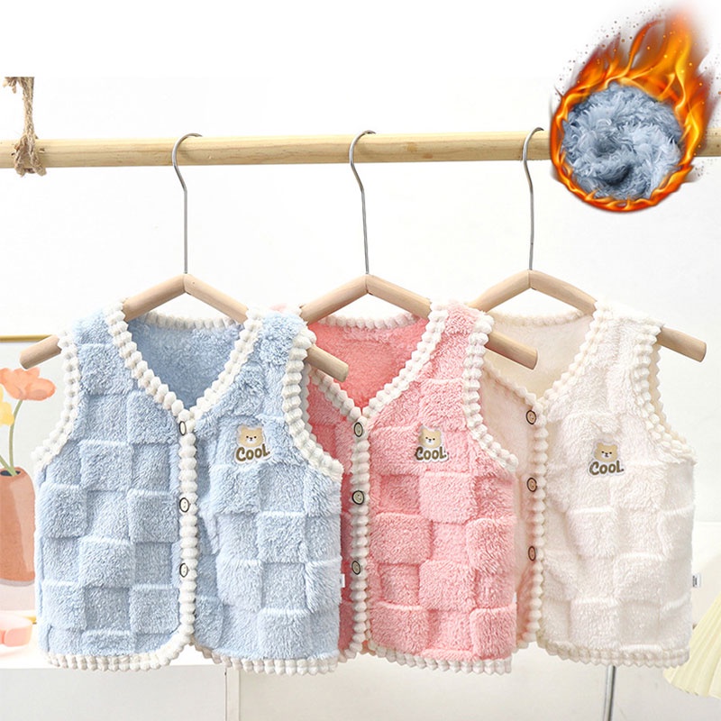Momo Áo Vest Nhung Dày Hai Mặt Giữ Ấm Thời Trang Cho Bé Trai Và Bé Gái