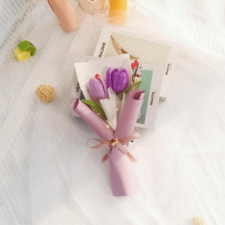 Hoa Tulip Handmade loang màu siêu xinh,bó hoa tốt nghiệp cute handmade làm từ len mix,tặng người yêu