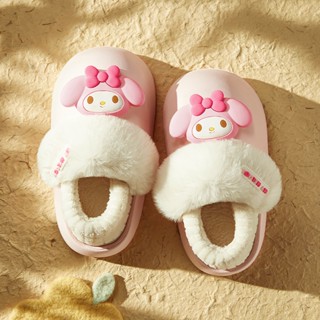 Cheerful Mario dép bông đế cao melody cho bé Sanrio giày lót lông dép mùa đông đi trong nhà nữ