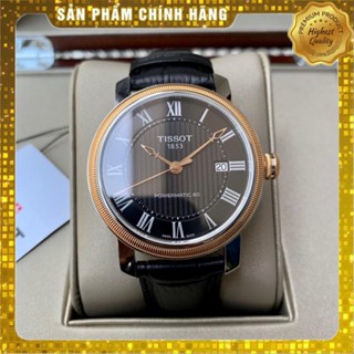 Đồng hồ nam Tissot Bridgeport T097.407.26.053.00 mặt đen niềng gold - Máy Cơ Powermatic 80 - Kính Sapphire NEW
