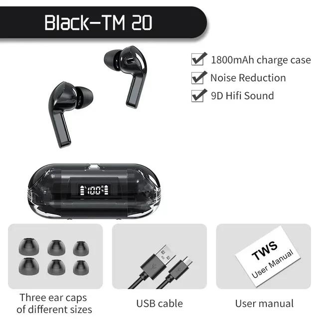 Mới Tai Nghe bluetooth tm20 tws Không Dây Chống Ồn Chống Thấm Nước Có Màn Hình led Cảm Ứng