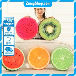 🥝🍉🍅Gấu bông gối đệm dạng tròn hình quả cam/kiwi/dưa hấu thú nhồi bông gối ngồi vải nhung mềm mịn