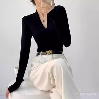 Áo sweater Cổ Chữ v Dáng Ôm Phong Cách Thời Trang Thu Đông Mới 2023
