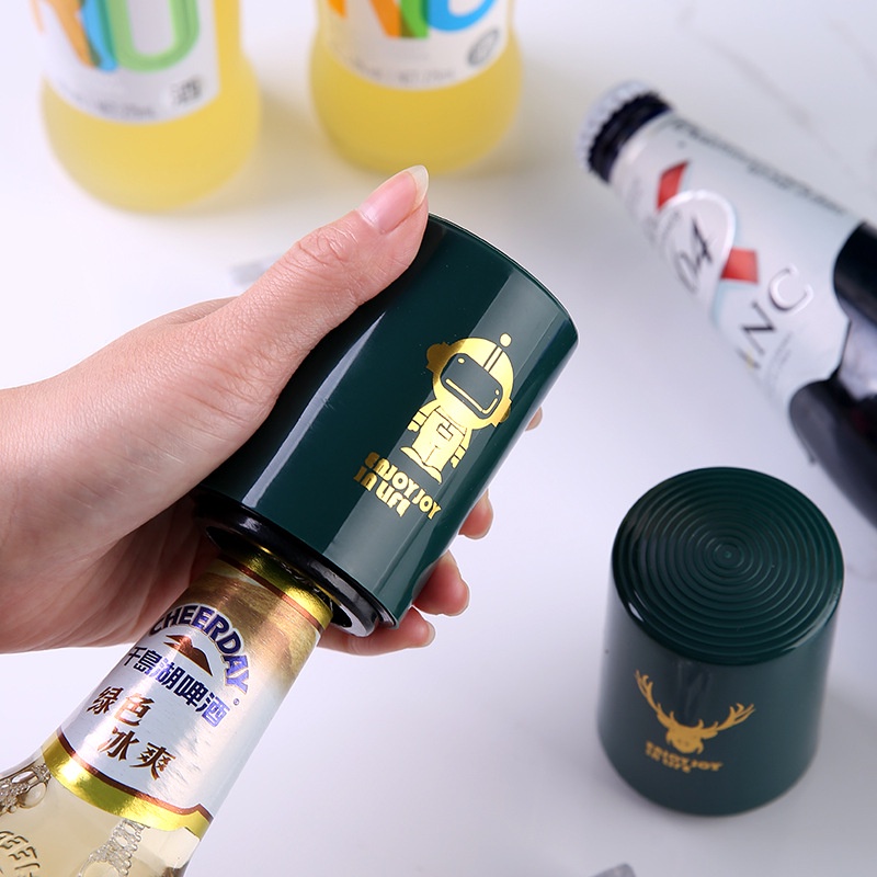 Sáng Tạo Từ Tính Tự Động Dụng Cụ Mở Chai Bia Nhà Bếp Thép Không Gỉ Bấm Nắp Bia Nút Chai Dụng Cụ Di Động Thanh Tiện Ích