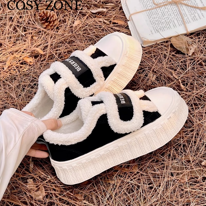 Cosy_Zone  Dép bông Dép Lông giày thể thao nữ ĐẾ CAO SU Tiện dụng Thể thao và thời trang FMR23B0R49 47Z231120