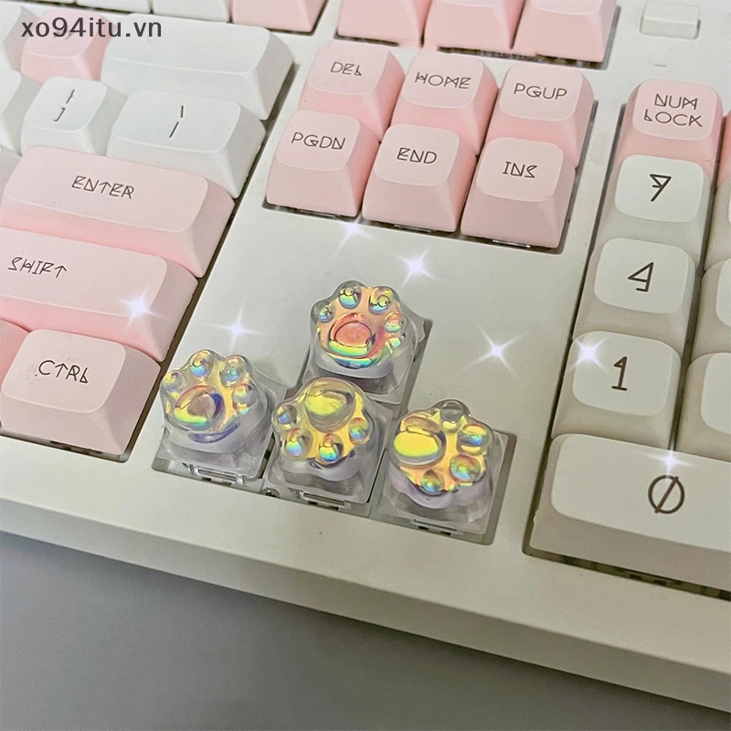 Xoitu 1 Nút Bàn Phím Cơ Trong Suốt Hình Chân Mèo Dễ Thương diy