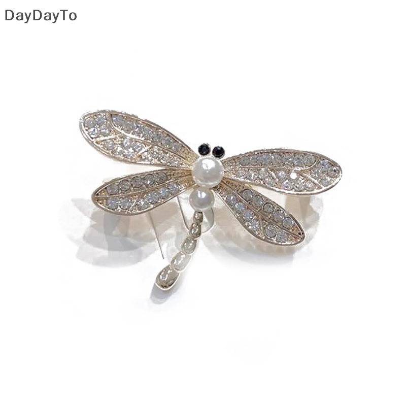 Daydayto Trâm Cài Áo Hình Chuồn Chuồn Đính Ngọc Trai Pha Lê Lấp Lánh Phong Cách vintage Cho Nữ vn