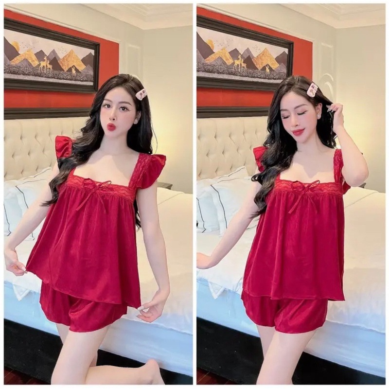 Shop NiKA SET ĐỒ BỘ PHI BÓNG CỔ VUÔNG MẪU MỚI TINH SIÊU HOT MỀM MỊN, SEXY Shop Bảo An