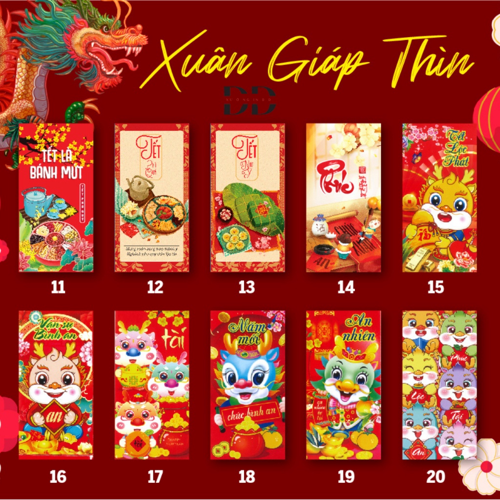 Lì Xì Truyền Thống Tết 2024 - Lì Xì Tân Niên 2024 Độc Đáo bách hoá đô