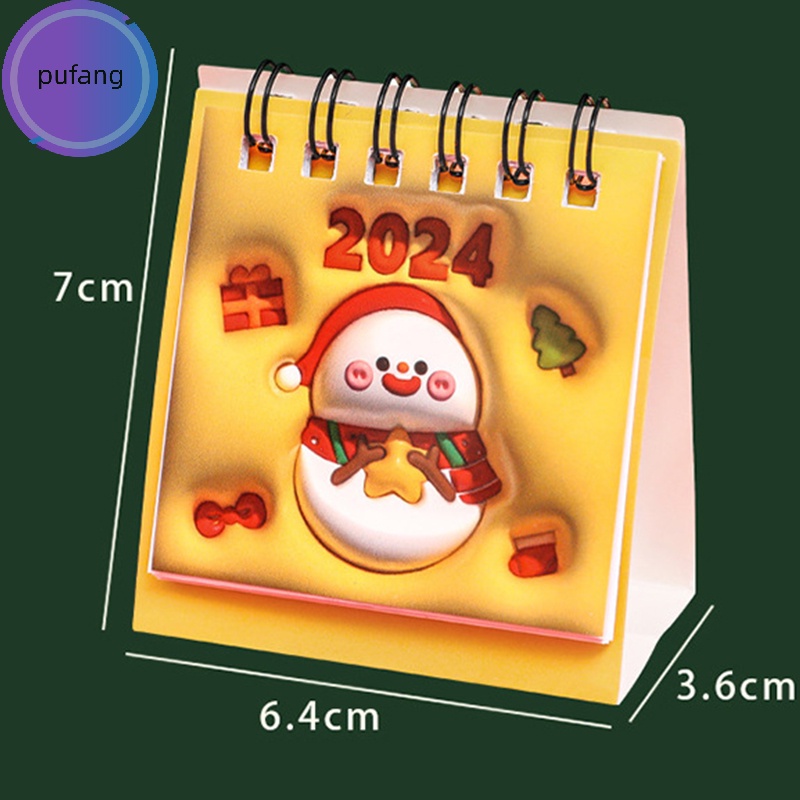 Pufang Lịch Để Bàn mini 3d Họa Tiết Hoạt Hình Giáng Sinh 2024 vn