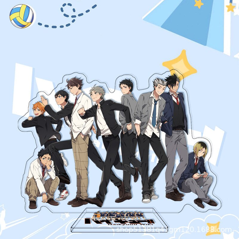 Mô hình Standee Anime Haikyuu!! Volleyball Boys Hinata Shoyo Kageyama Tobio in hình nhân vật 2 mặt rõ nét decor để bàn