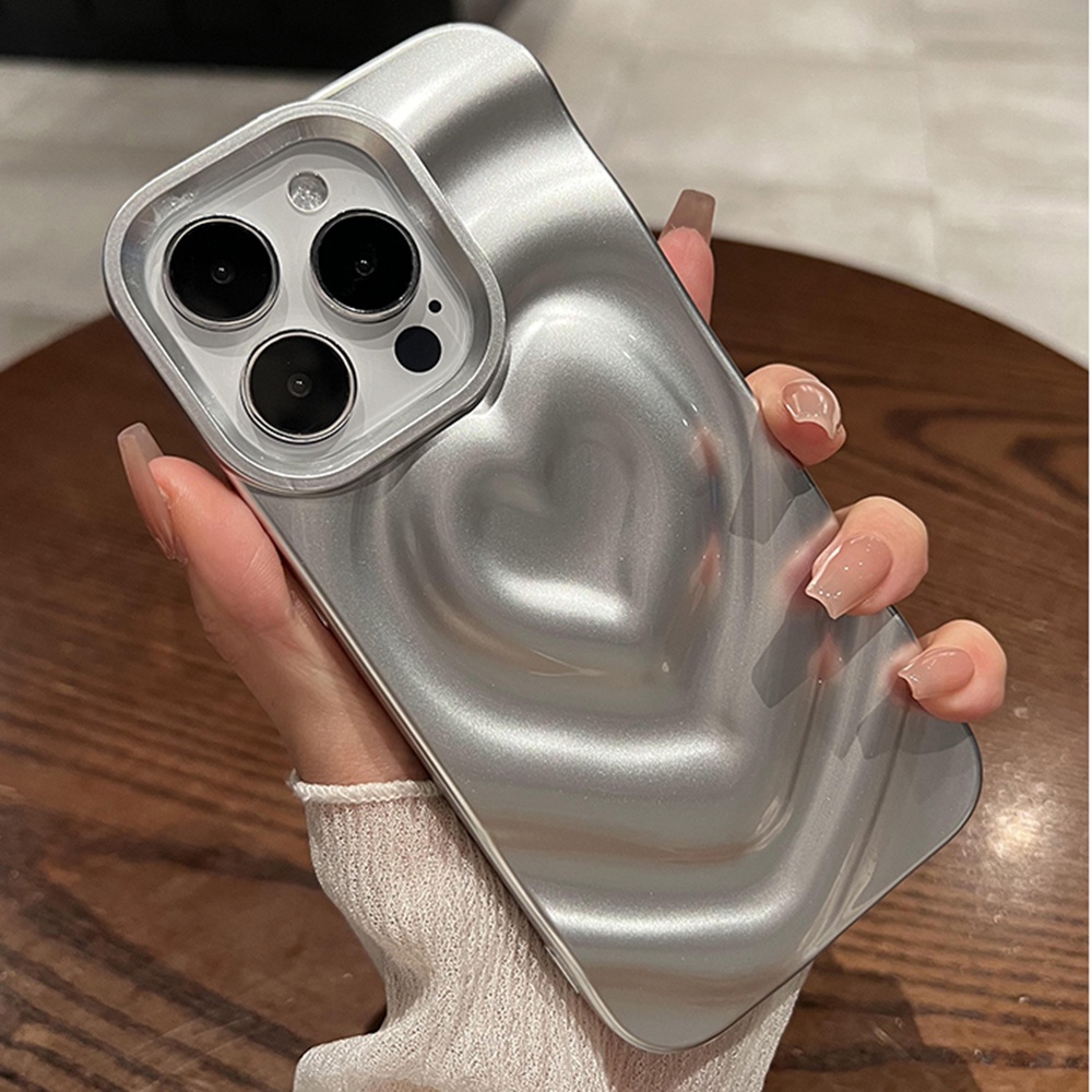 Sang Trọng Ốp Điện Thoại Dẻo Họa Tiết Trái Tim Gợn Sóng Nước 3d Chống Trầy Cho iphone 11 12 13 14 pro max