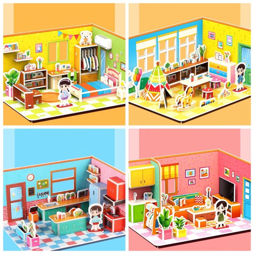 Bộ Đồ Chơi Xếp Hình 3d Bằng Giấy diy Hình Hoạt Hình Dành Cho Trẻ Em