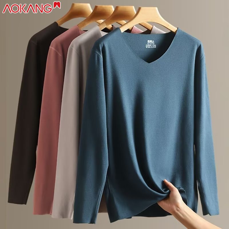 Aokang Bộ Quần Áo Lót Nhung Không Đường May Giữ Nhiệt Mùa Thu Đông Size m-3xl Cho Nam