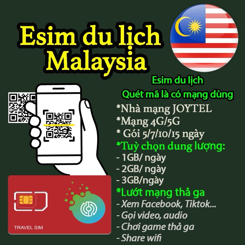 -𝐌𝐨𝐨𝐌𝐨𝐨- Sim du lịch Malaysia. Chỉ bán esim du lịch Malaysia. Đa dạng gói cước