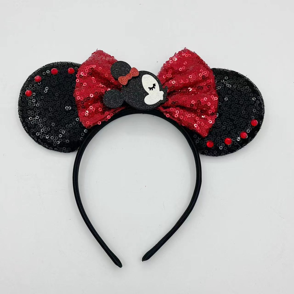 Băng Đô Nơ Thêu Hình Chuột mickey Cho Bé Gái
