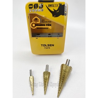 Bộ 3 mũi khoan bước titanium hss tolsen 75878 bộ mũi khoan bước