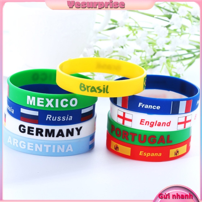 Yesurprise Vòng Tay silicone Dẻo Họa Tiết Cờ Các Nước Tham Gia world cup 2022