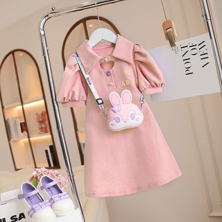  15-45Kg Bé Gái Phong Cách Nước Ngoài Thời Trang Mùa Hè 2023 Mới Váy Polo Trẻ Em Lớn Mùa Hè Tay Phồng Chân Váy Công Chúa 