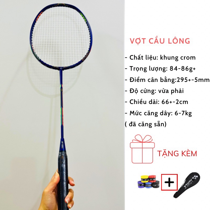 Vợt cầu lông đơn khung crom giá rẻ siêu bền đẹp, tặng kèm bao đựng và quấn cán