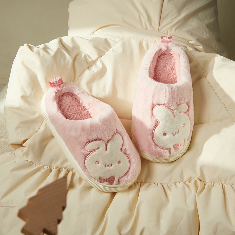 Cheerful Mario Dép Bông Đi Trong Nhà Bằng cotton Giả Lông Thỏ Siêu Ấm Hình Gấu Dễ Thương Cho Bé