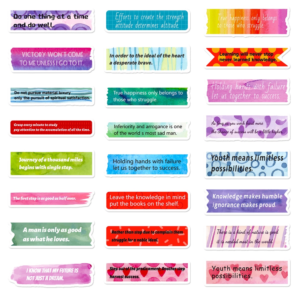 Bộ 50 Miếng Dán Chữ Tiếng Anh graffiti Trang Trí Mũ Bảo Hiểm / Xe Đạp