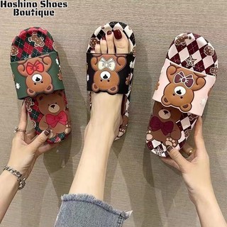 Dép Đi Trong Nhà Chống Trượt Không Thấm Nước In Hình Gấu Dễ Thương Phong Cách Hàn Quốc Cho Nữ