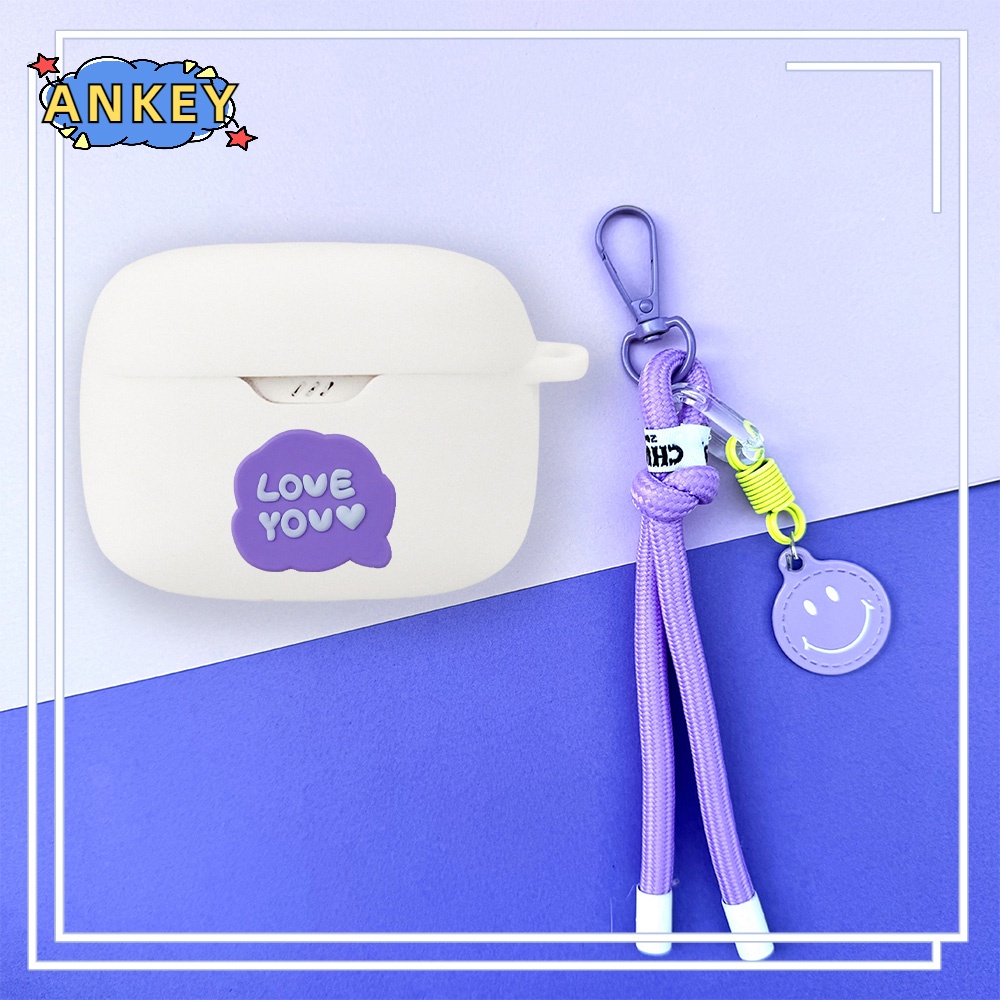 For JBL Wave Beam W200 Vibe 200 Earphone Silicone Case Cute Bear Earbuds Soft Protective Headphone Cover Headset Skin with Pendant