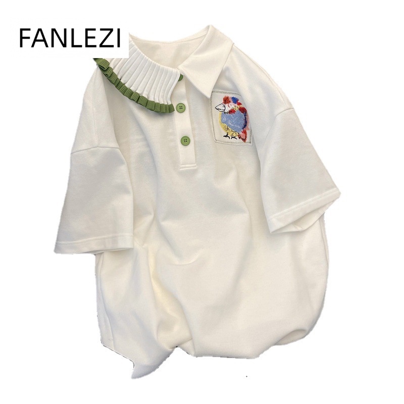 FANLEZI thun áo áo polo nữ Thời trang hàn quốc A99J0OH