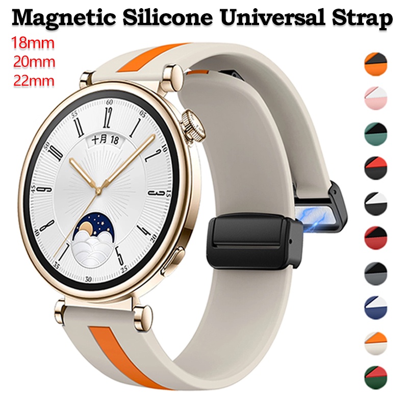 HUAWEI Dây Đeo Silicon Có Khóa Nam Châm 18mm 20mm 22mm Cho Đồng Hồ samsung galaxy watch 6 5 4 40 / 44mm gt4 gt3 46 / 42mm